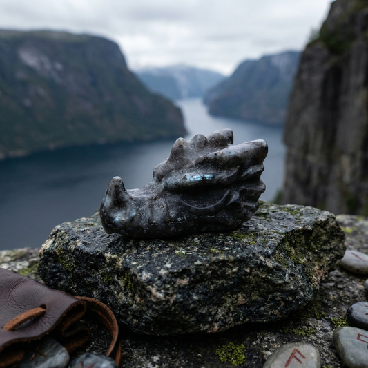 Power Buddy Edelsteen Draak Noorse Maansteen (Larvikiet)