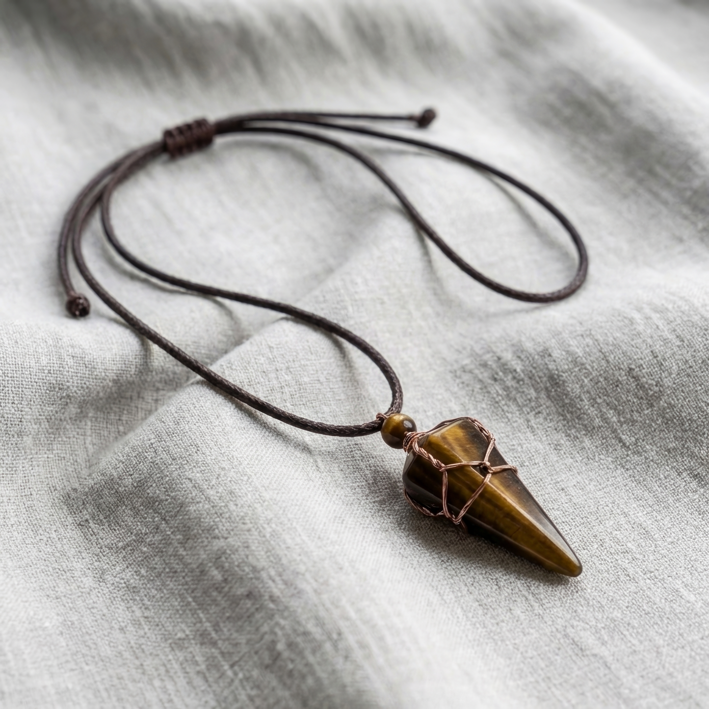 Handgeknoopte ketting Tijgeroog