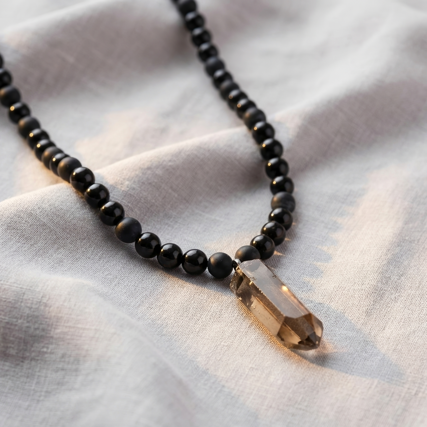 Ketting Obsidiaan en Rookkwarts