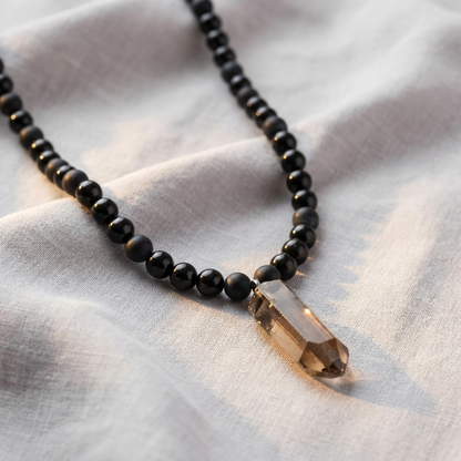 Ketting Obsidiaan en Rookkwarts