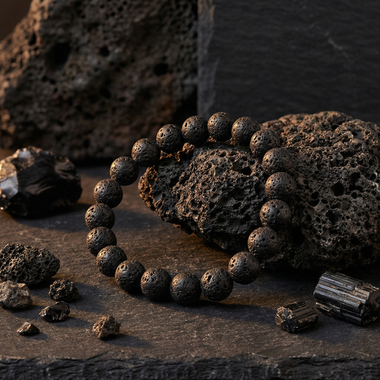 Edelsteen armband Lavasteen