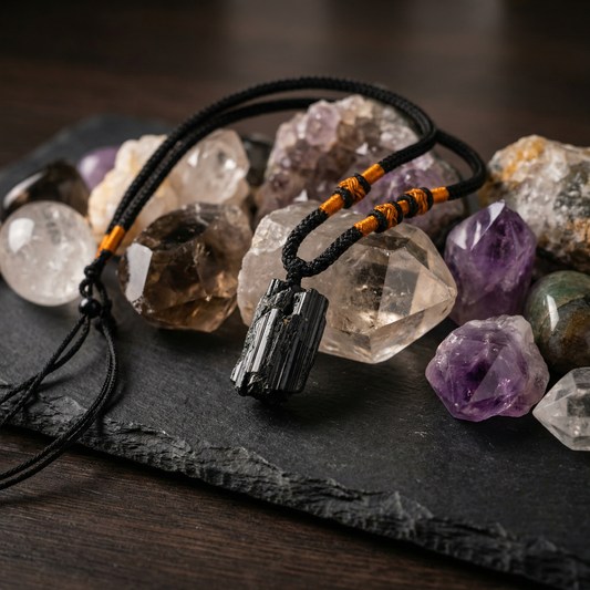 Ketting Handgeknoopte ruwe Toermalijn