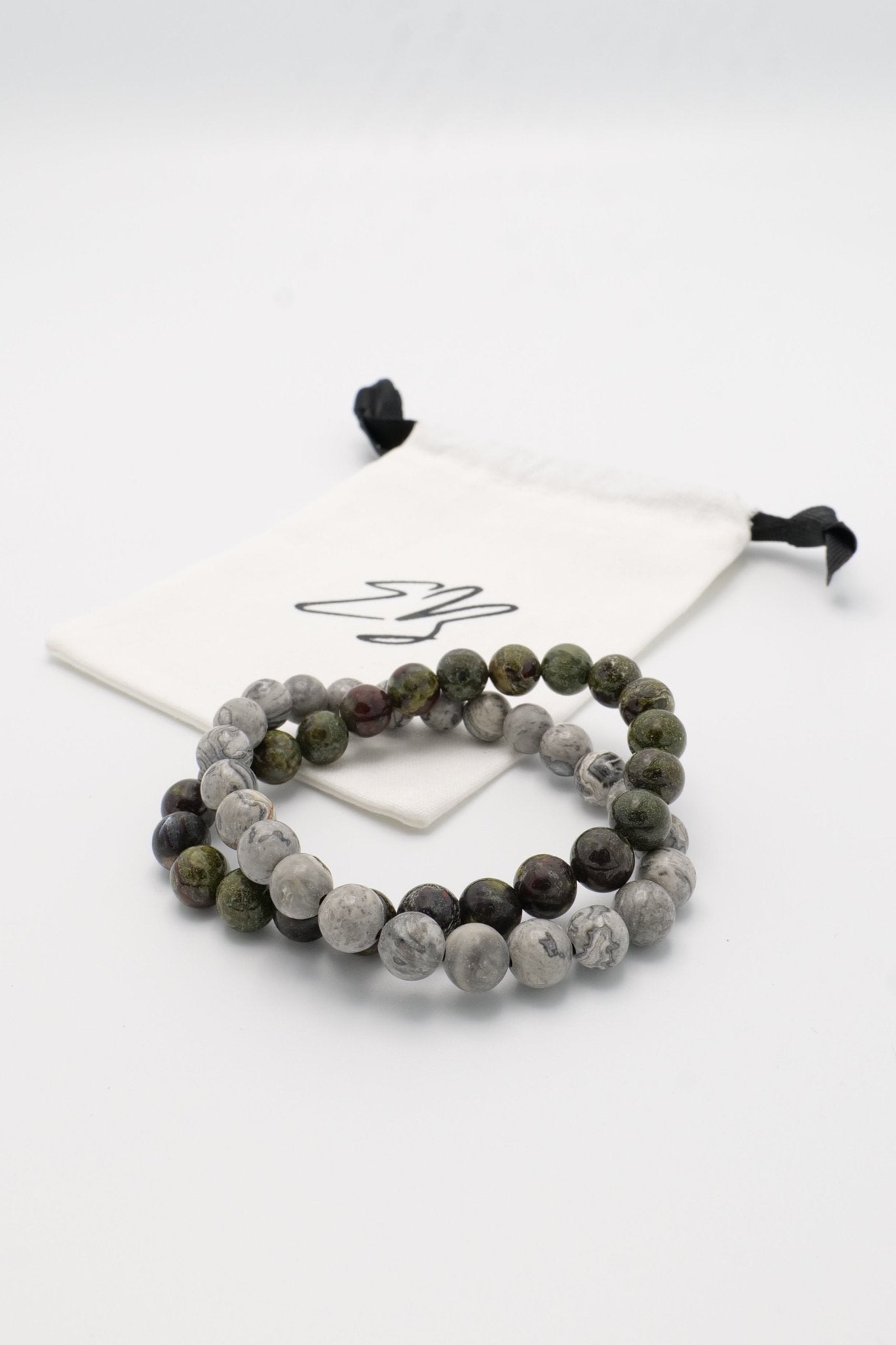 Kracht Kralen Dra - Kasso armbandenset Drakenbloedsteen en Picasso Jaspis | Energiebazen