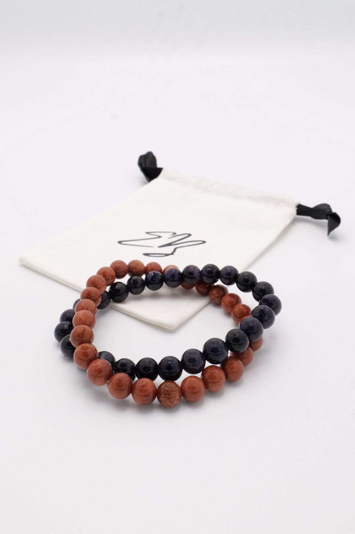 Kracht Kralen Glitterbaas armbandenset Blauwsteen en Goudsteen | Energiebazen