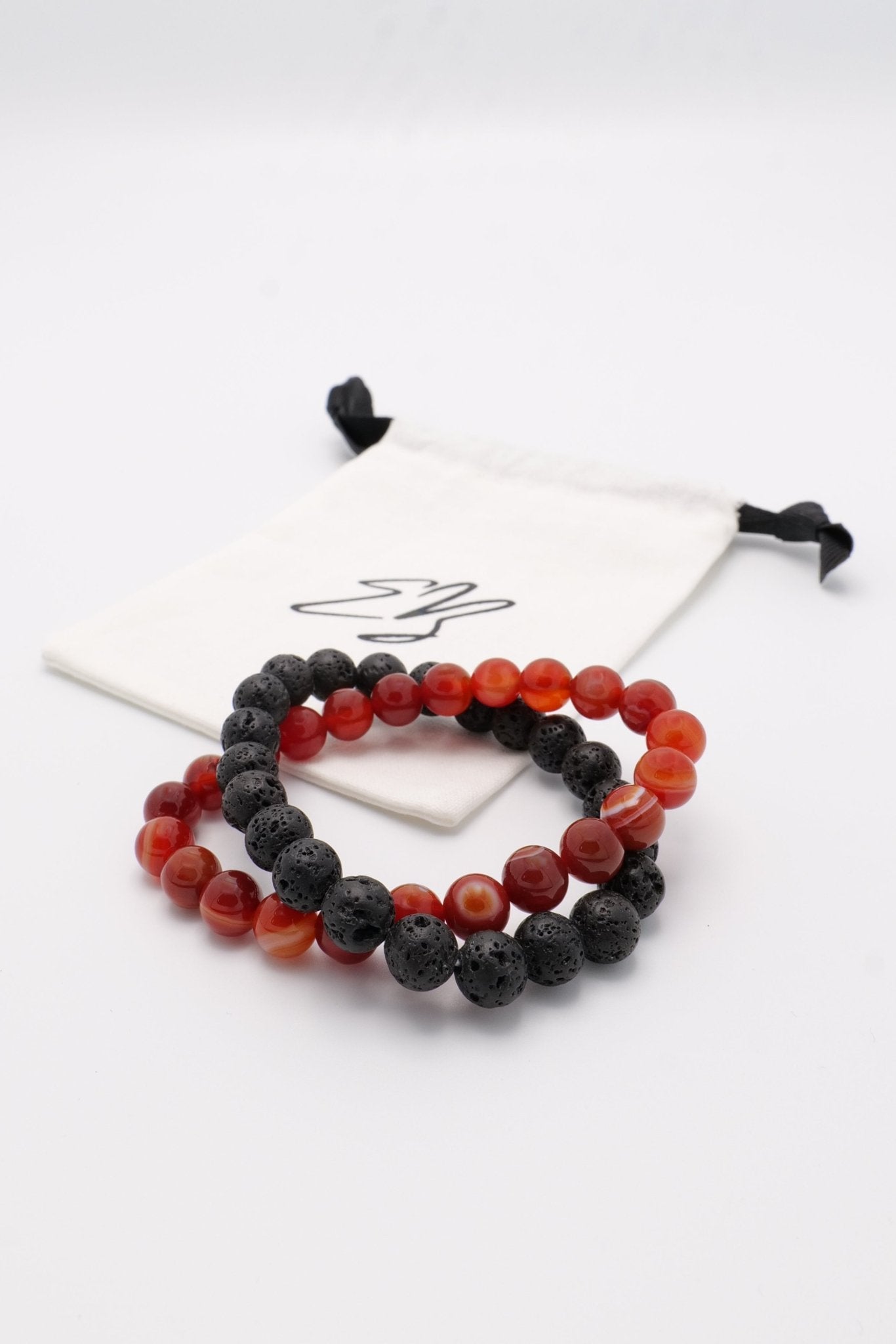 Kracht Kralen Vuurkracht armbandenset Carneool en Lavasteen | Energiebazen