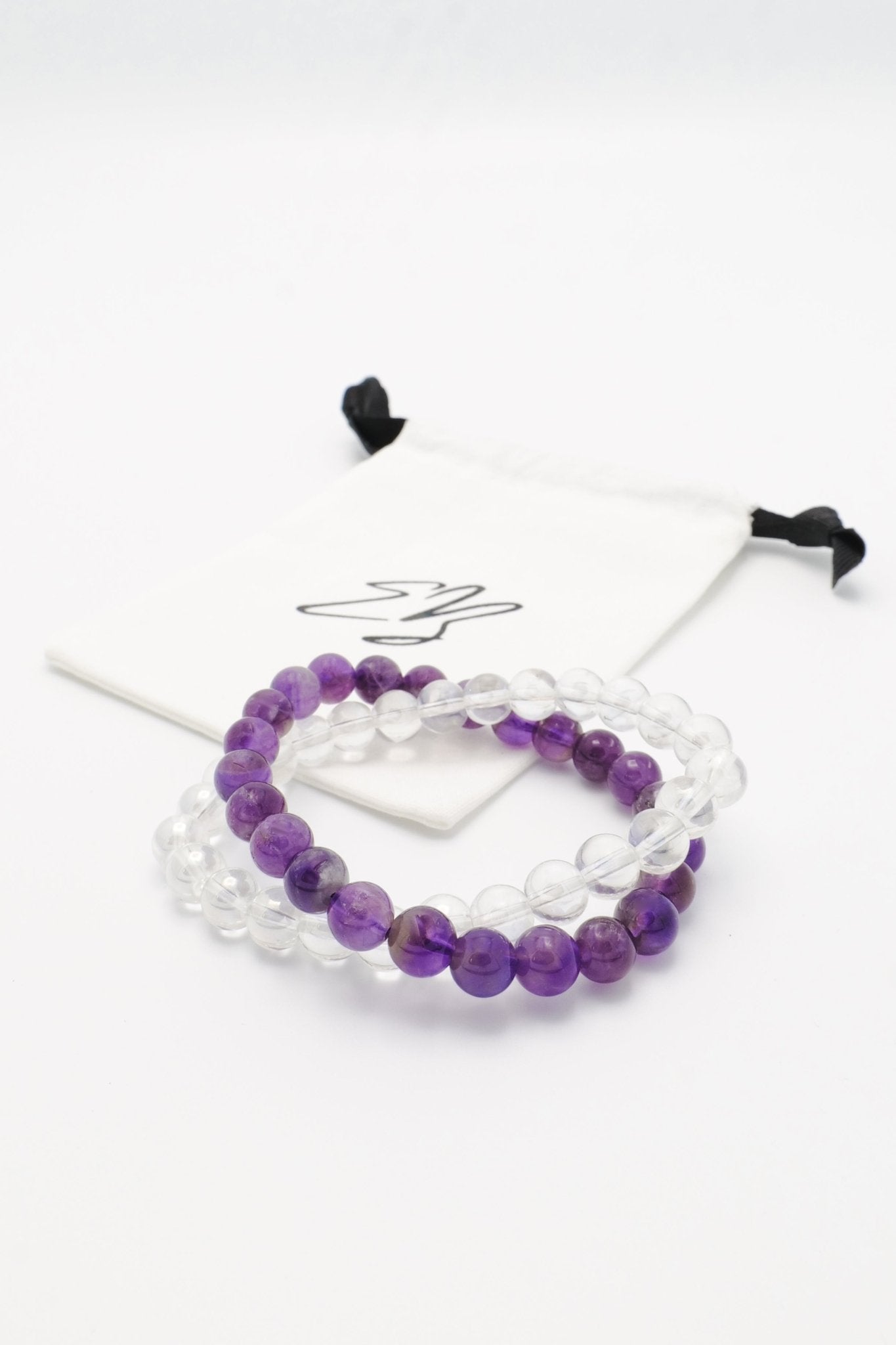 Kracht Kralen Zen Moment armbandenset Angel Aura en Amethist | Energiebazen