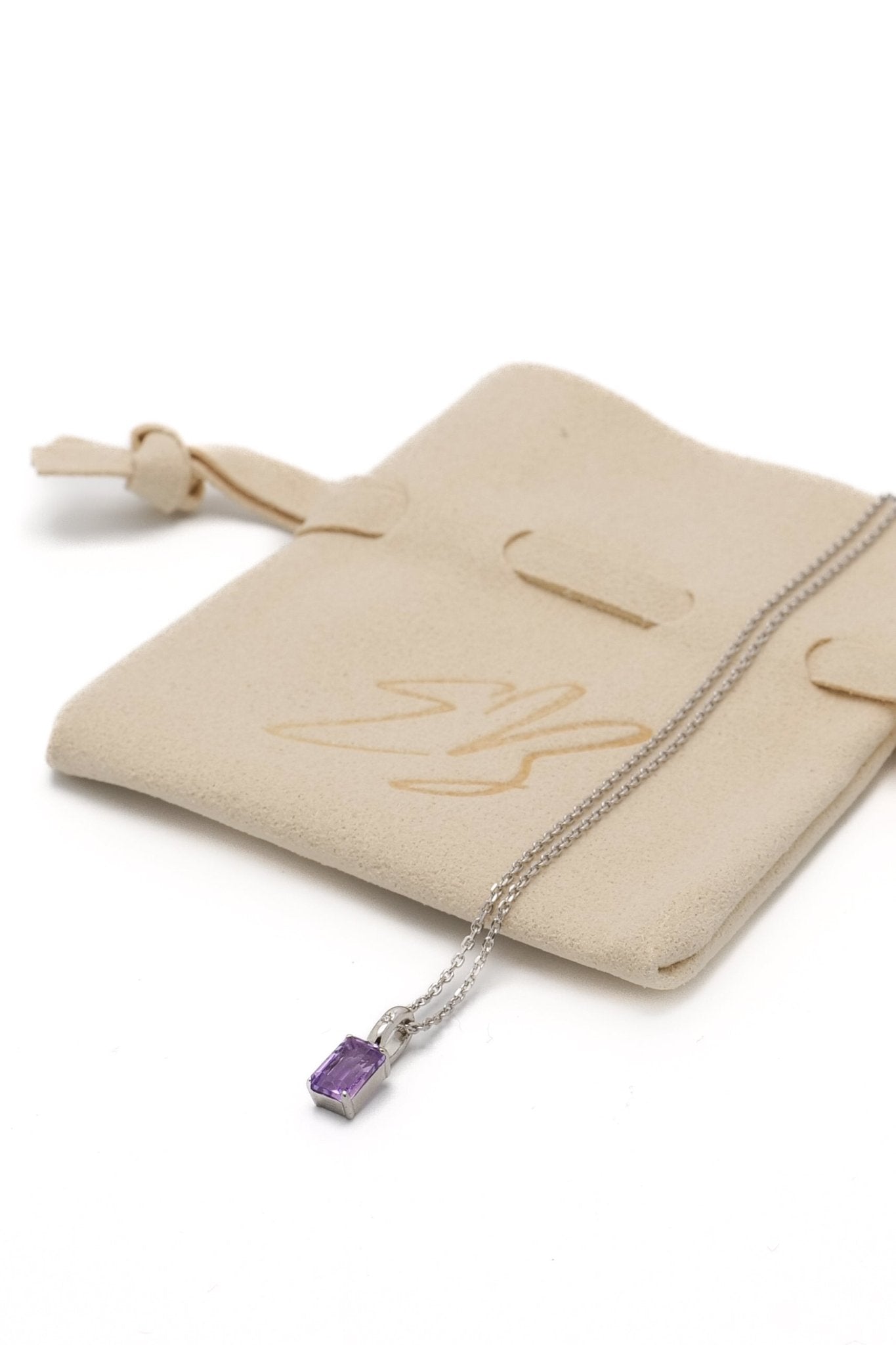 Zilveren collier met hanger Amethist | Energiebazen